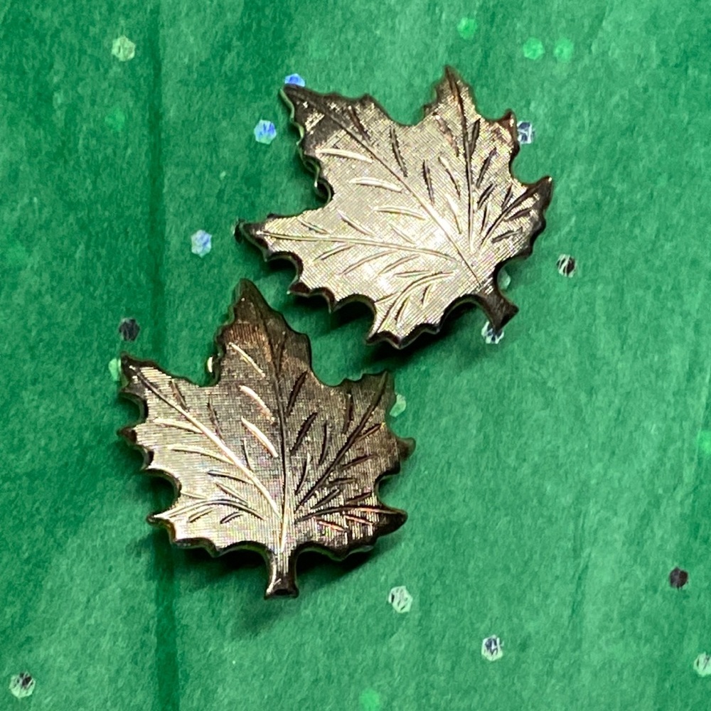 Gold leaf clip-on earrings